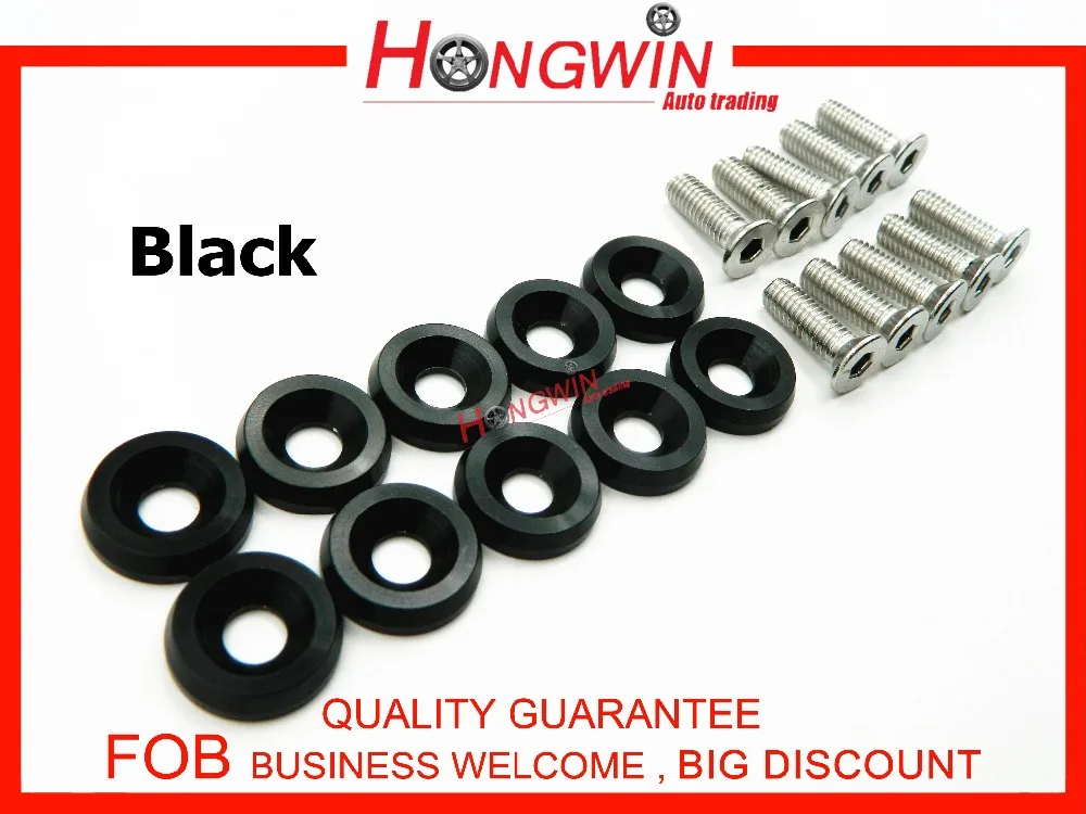 10PCS M6x20MM Black Aluminum Fender Bumper Washers and Bolts dress up