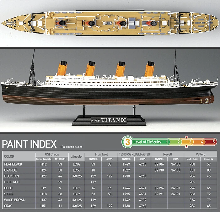 ACADEMY 14214 разноцветные части 1/700 & 1/1000 масштаб RMS модель Титаника комплект