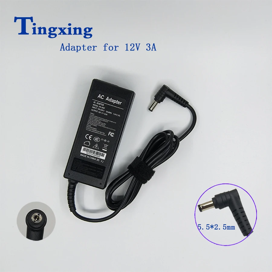 12V 3A AC Adaptor Power Supply Charger 5.5*2.5mm For LCD Monitor TV 100-240V 36W