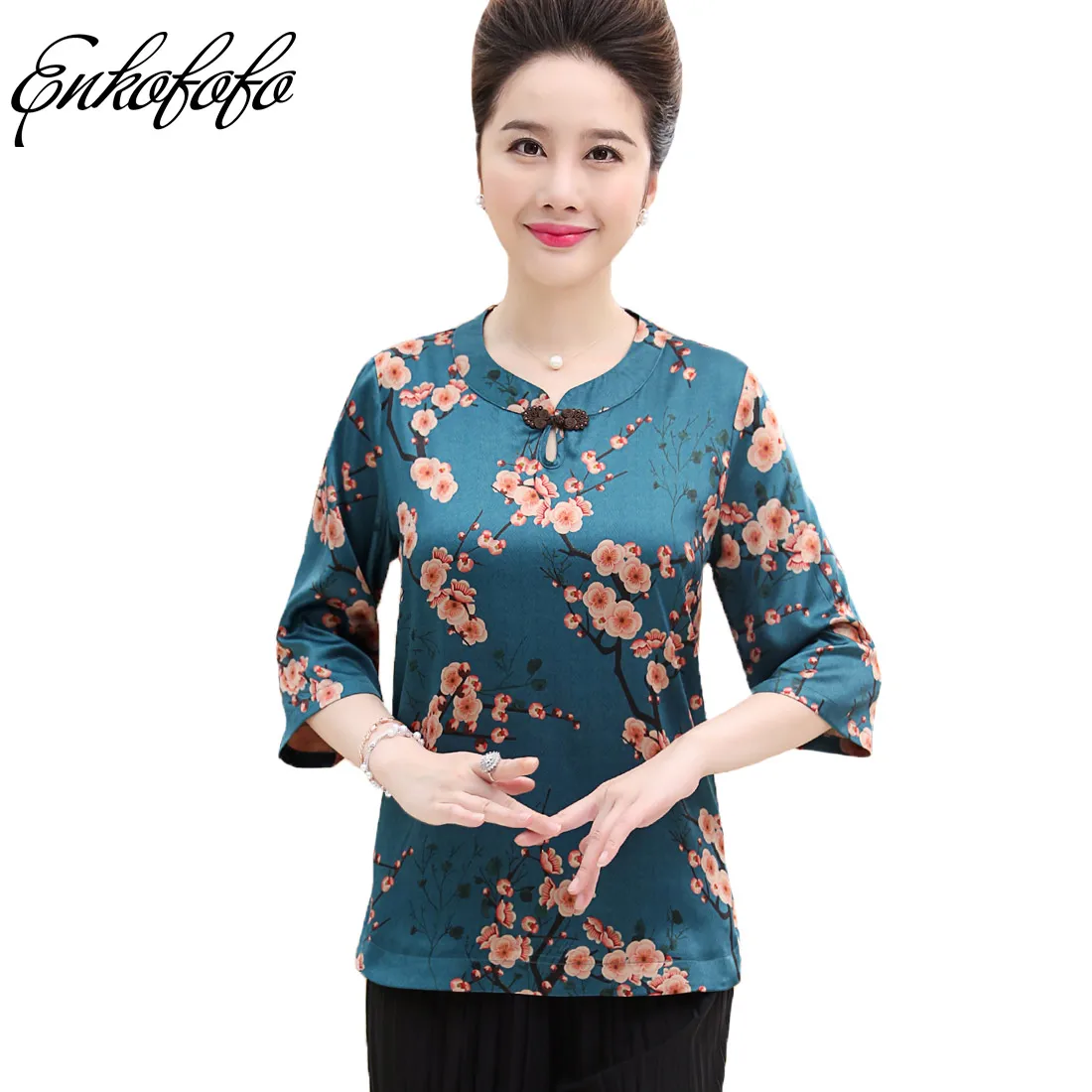 XL 5XL Plus Size Pure Silk Womens Tops and Blouses Chinese Style