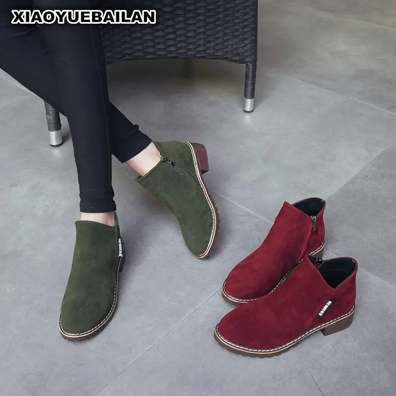 

2017 New Winter Boots Martin Female Side Zipper With Low College Students Tide Wind