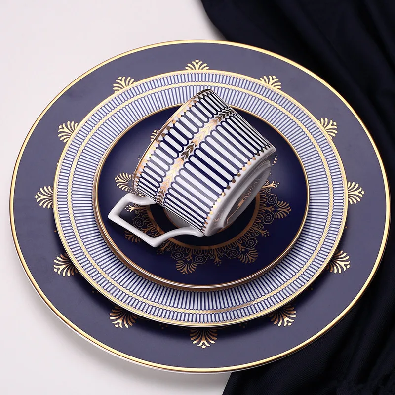 

Tableware set bone china set Four-piece sets ceramic with dishes and coffe mug Service plate Dessert plate Diet utensils