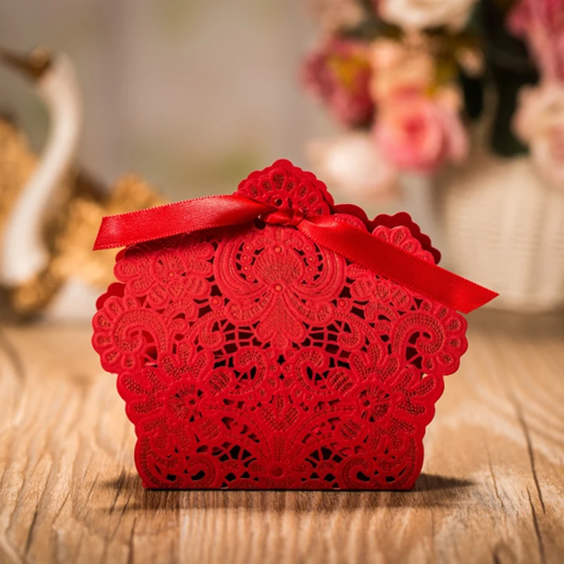 Into 50 pcs Red Hollow Lace Wedding Birthday Party Favors Gifts Candy Boxes Into 50 pcs Red Hollow Lace Wedding Birthday Party Favors Gifts Candy Boxes