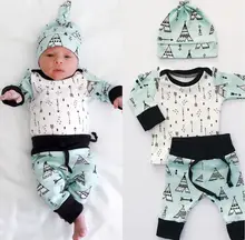 3PCS Baby Boys Girls Clothes Long Sleeve Tops Pants Leggings Hat Outfits Set 6-9 Months