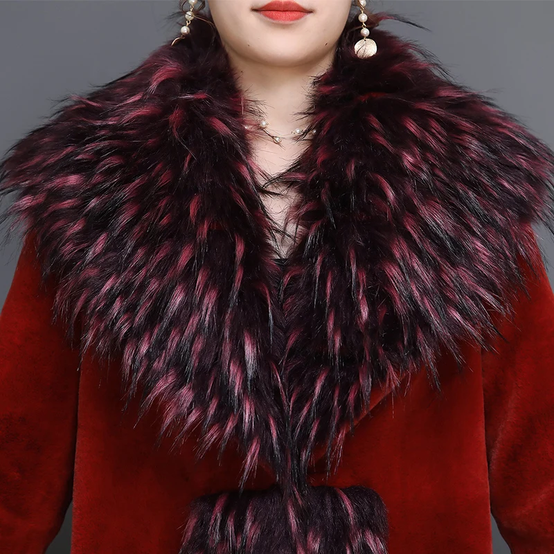 Nerazzurri роскошное подиумное пальто из искусственного меха для женщин зима черный синий красный длинный шуба из искусственного меха свободный с лисьим меховым воротником шубы женские из искусственного меха 7XL