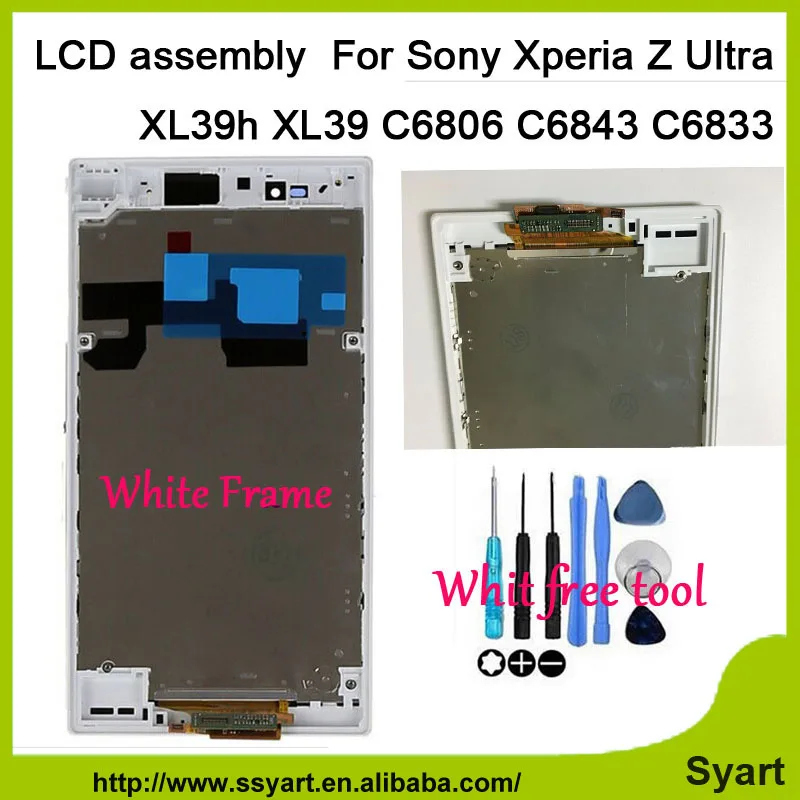 

6.44" LCD Display Touch Screen Digitizer Assembly with white Frame/bezel For Sony Xperia Z Ultra XL39h XL39 C6806 C6843 C6833