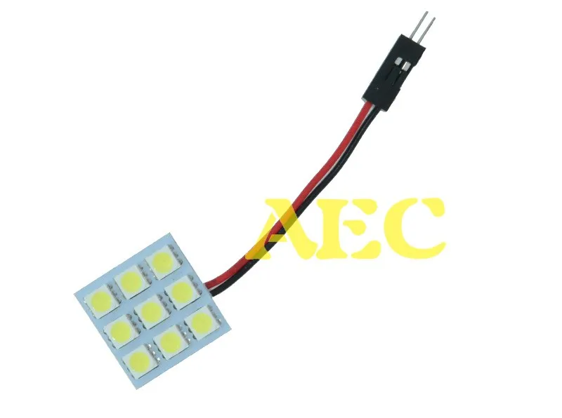 100 компл./лот панель подсветки светодиодный 9 SMD 5050 Светодиодный 9SMD салона подвесной фонарь для чтения дневные ходовые огни 12 V Белый с гирлянда T10 2 адаптер