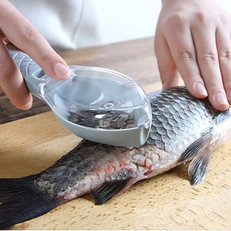 Рыбьей чешуи ручной скребок Hangable, легко чистится Пластик инструмент для очистки рыбы Кухня инструмент с крышкой Пособия по кулинарии UtensilsD1