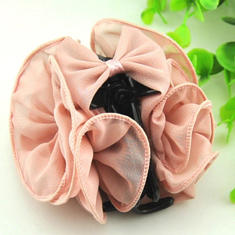 

1 pc Korean Women Chiffon Rose Flower Bow Jaw Clip Barrette Hairclips Hairgrips Hairpins Hair Claw Headwear Gift accessoires
