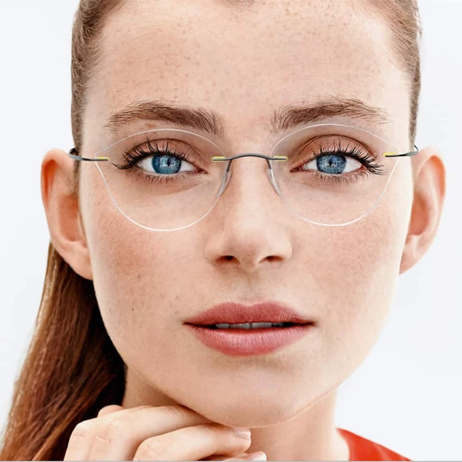 Cat Eye Glasses Frame Women Myopia Rimless Eyeglasses Ultralight Eye Wear  Metal Gafas Oculos De Grau Feminino - AliExpress Apparel Accessories