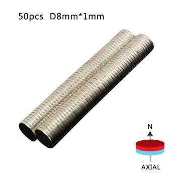 

50Pcs Silver N50 Super Strong Round Disc Miniatures 8mm X 1mm Rare Earth Neodymium magnet Miniatures