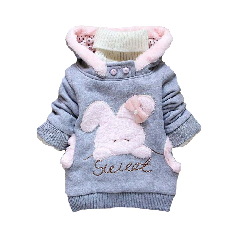 2017 Retail Children Hoodies Clothing Outerwear girls Cartoon Rabbit Fleece Hoody Jackets Coat Baby Kids Clothes
