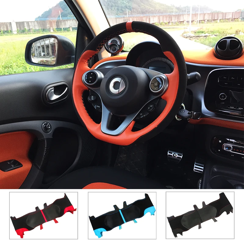 DIY чехол на руль для smart 453 fortwo forfour, очень мягкая кожаная оплетка на руль, аксессуары для интерьера