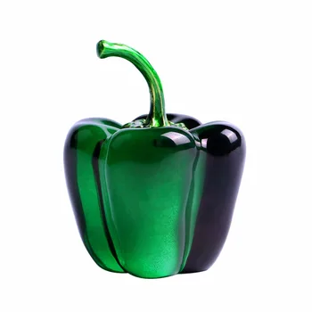 

H&D 66mm Crystal Glass Chili Paperweight Plant Craft For Home Decoration Souvenir Gifts for Friends (Green)