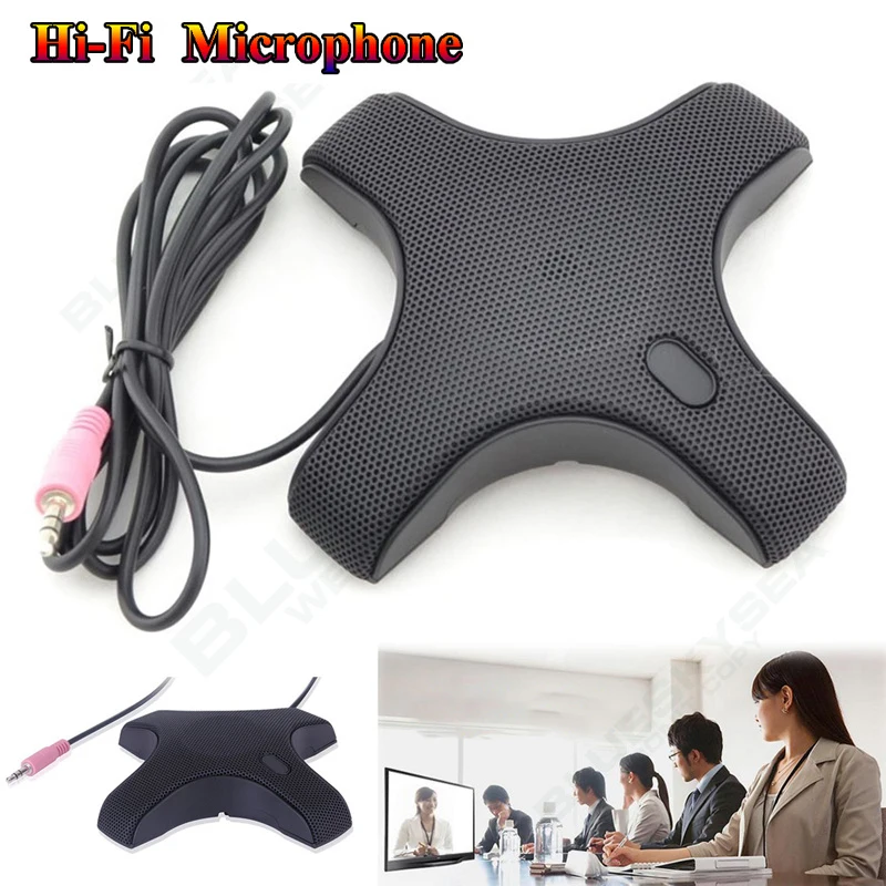 

Free Shipping! 3.5mm Audio Jack Hi-Fi Headphone Condenser Omnidirectional Conference Microphone Mic For Teleconferencing Desktop