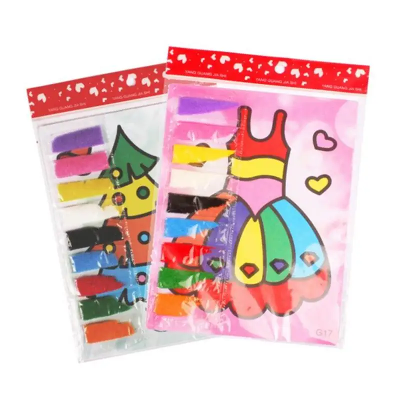 

Random style15*20.5cm 2pcs/lot Kids DIY Colorful Sand Painting Art Creative Drawing Toys Sand Paper Art Crafts Toys for Children