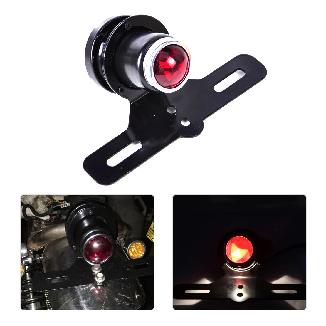 

Motorcycle 12V Rear Tail Brake Light Stop Running Lamp License Plate Holder Bracket fit for Harley Bobber Chopper Honda Kawasaki