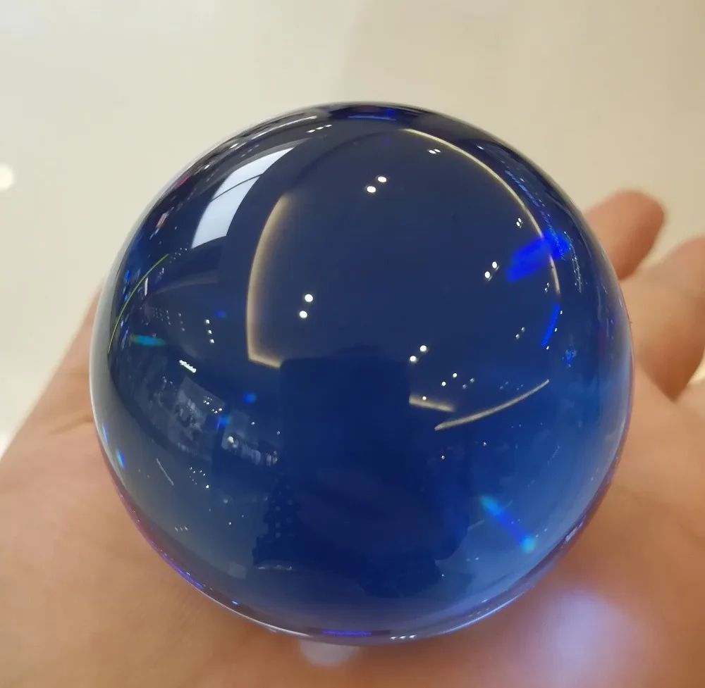 LACALOVE 50mm Bule With Stand Quartz Crystal Ball Magic Ball FengShui Glass Lucky Ball Crafts