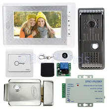 7 ”ató con alambre el teléfono video de la puerta sistema de control de acceso kit set con timbre al aire libre de la cámara + metal de bloqueo eléctrico + 12 V fuente de alimentación