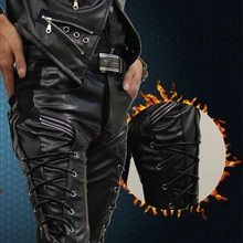 Новинка, весенние облегающие штаны в стиле панк из искусственной кожи для мотоцикла, танцевальные штаны для мужчин, штаны в стиле хип-хоп, мужские повседневные модные штаны