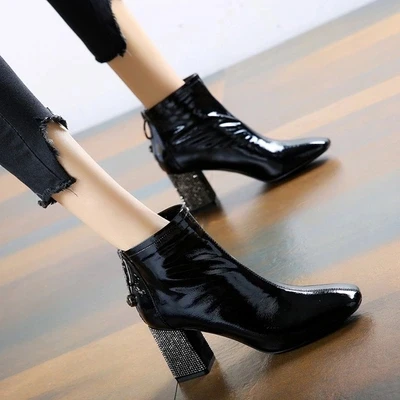 

British wind Martin boots women's boots 2018 autumn new short boots stiletto pointed high heels winter women's shoes