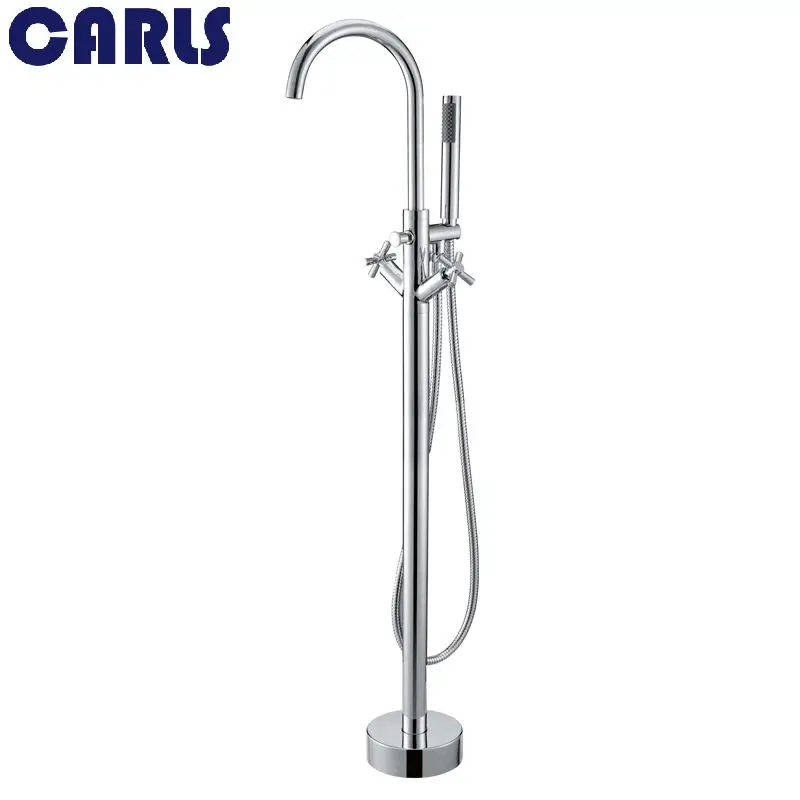 

CARLS Chromium plated brass independent bathtub faucet bathtub filling mixer bathroom faucet faucet ground installation system