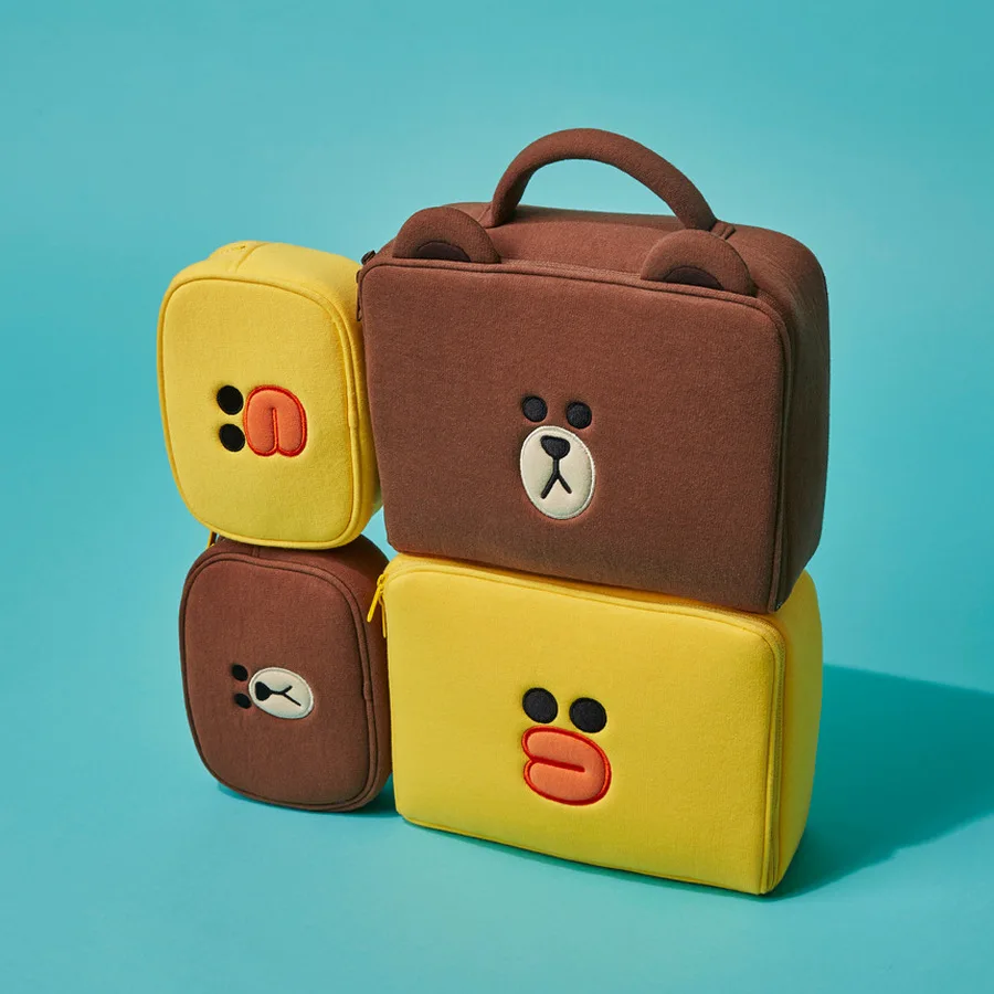 

Korean bear cartoon Cosmetic Bag Set Women Travel Cute Makeup Case Cosmetic Cases Organizer Waterproof MakeUp Bag Travel Brushes