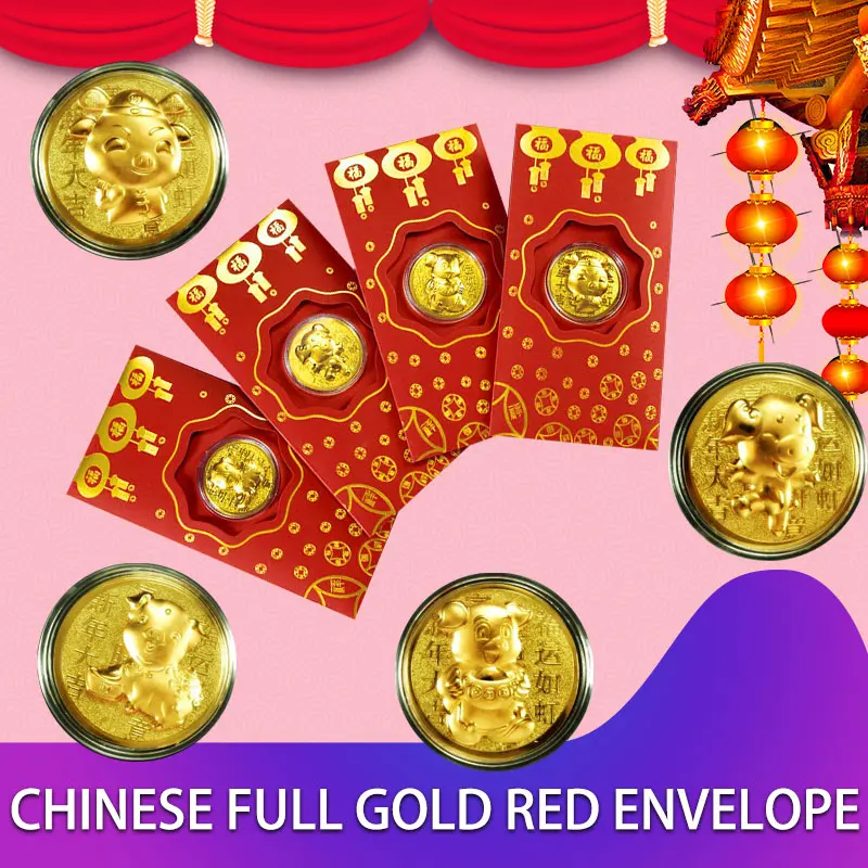 

Gold Coins Envelopes Chinese Red Envelopes Exquisite 2019 Au 999 Gold Home Decor Best Wishes Money Envelopes Chinese New Year