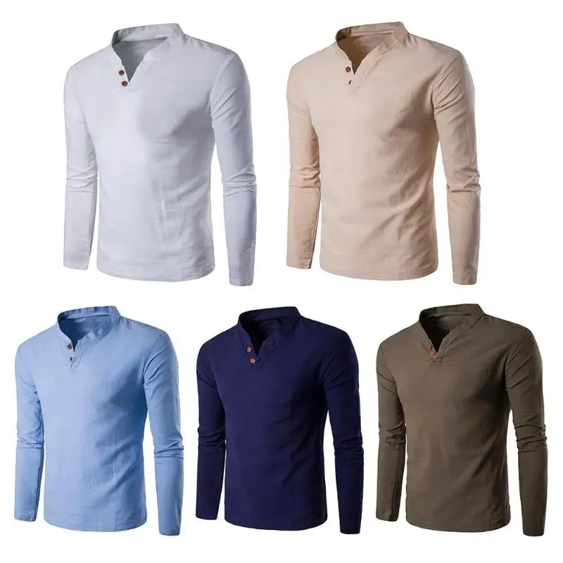

2018 Office Men Autumn Solid Shirt Fashion Long Sleeve Cotton Linen Men Shirts Casual Camisa Masculina Short Sleeve Man Shirt