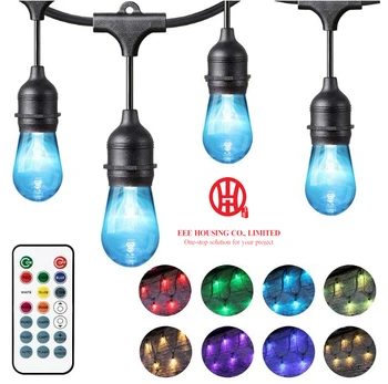 

Color Changing Outdoor String Lights for Patio, Commercial Grade Hanging LED Cafe Lights,Weatherproof Outside Party Lights