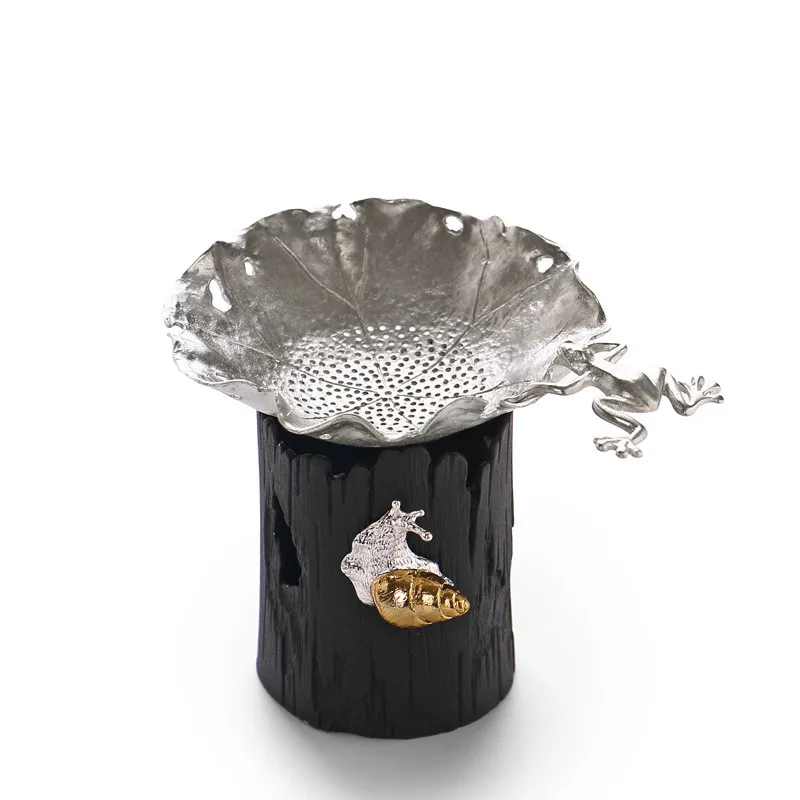 High Quality Pure Tin Tea Strainers Tea Filter Chinese Kung Fu Tea Accessories Handmade Maple