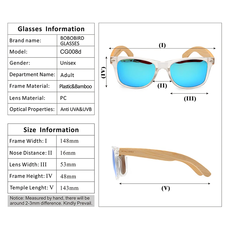 BOBO BIRD деревянные бамбуковые поляризационные солнцезащитные очки, прозрачные цветные женские очки с УФ 400 oculos de sol feminino C-CG008
