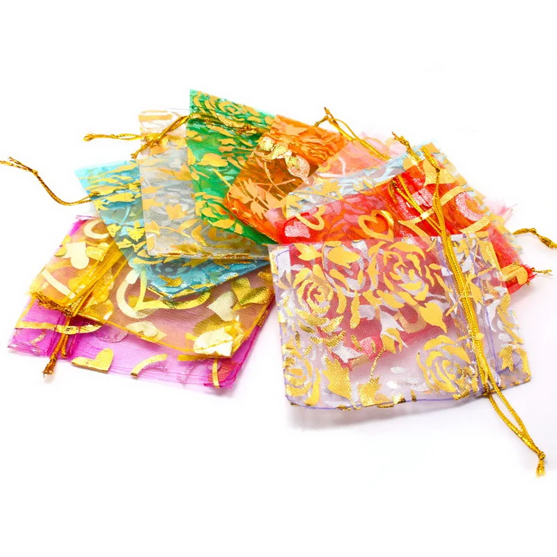 12pc Organza Mixed Colors Jewelry Pouch Display Pouches 