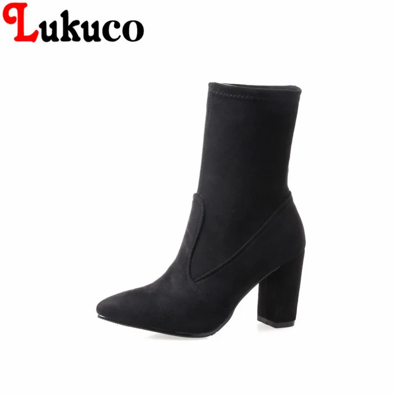 

2018 New concise style Embroider lady shoes size 34-46 Flock Mid-Calf Boots high quality low price super bargain women boots