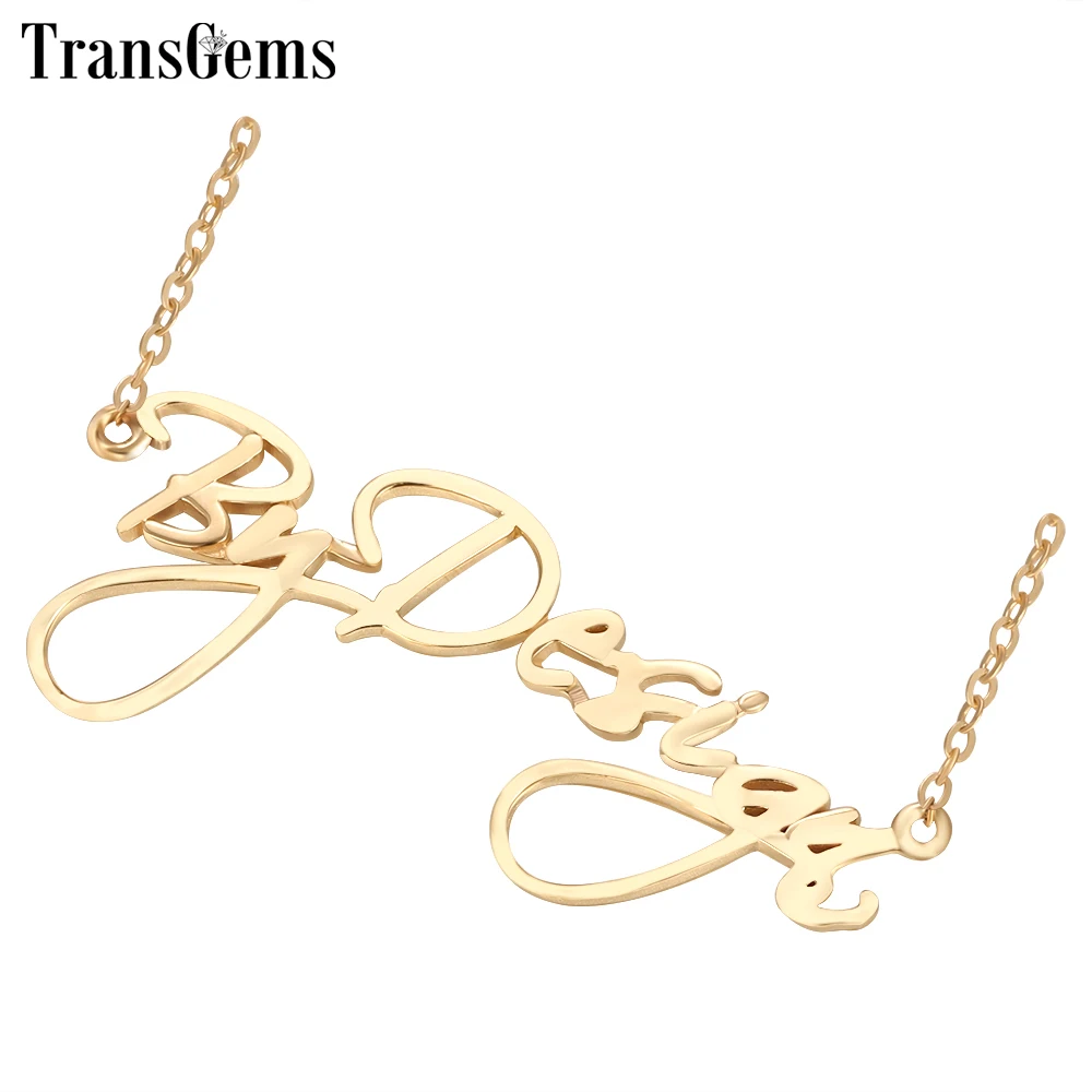 

Transgems Customized Name Necklace Made in Genuine 14K Gold 585 White Gold Yellow Gold Rose Gold Unique Necklace