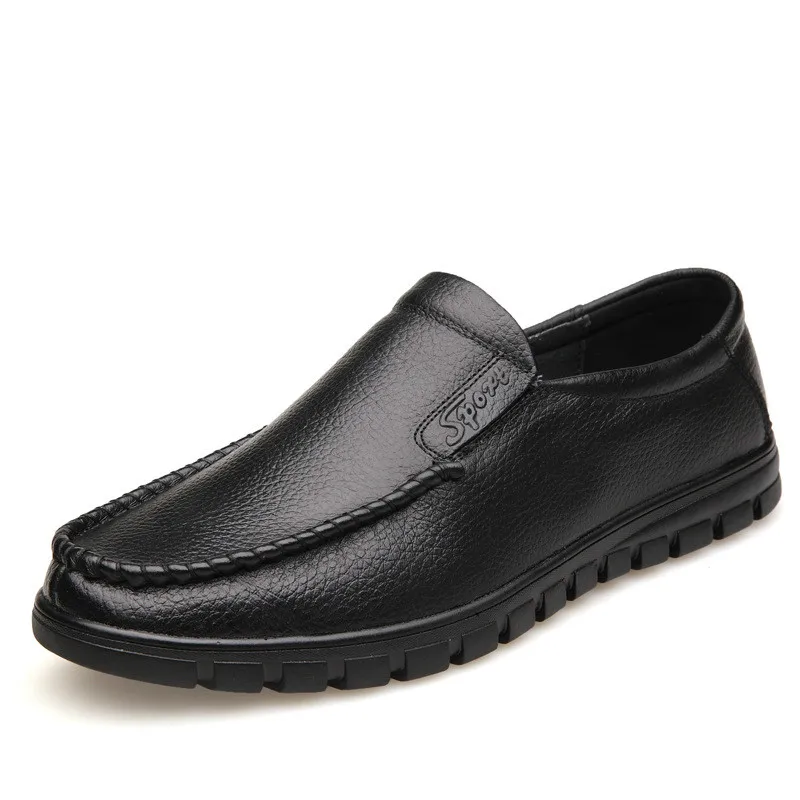 2017 Fashion Men Boat Shoes Loafers Slip on Mens Flats genuine Leather Moccasin black brown casual Man Driving | Обувь