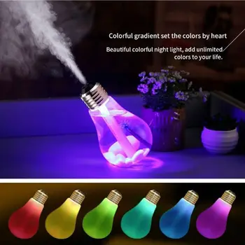 

400ML Creative Bottle bulb Mini USB Humidifier Ultrasonic Aroma Essential Oil Diffuser with 7 Color LED Cycle Light for Home