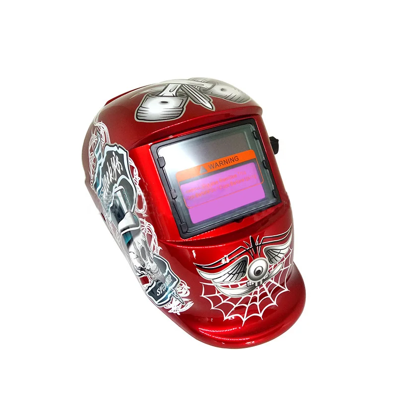 

Welding Mask Helmet Solar Automatic Welding (Use Solar Energy for Refill) Red Skull and Spider web Protective Accessory