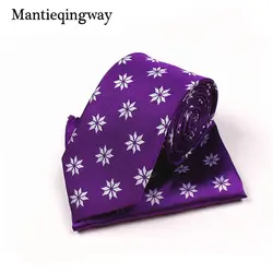 Mantieqingway новые модные жаккард полиэстер галстук + Pocket Square Set для Для мужчин свадебные аксессуары Галстуки костюмы Бизнес Галстуки