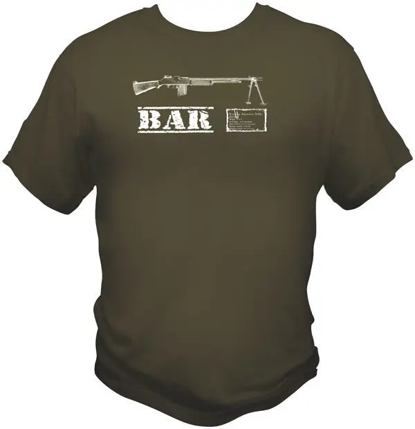 2019 Hot Sale Browning Automatic Rifle BAR WWII T Shirt Army Springfield Garand Helmet Sling Tee Shirt