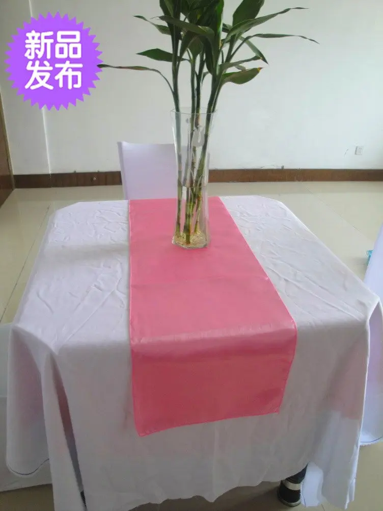 Free shipping Hot Pink Table runner Satin Wedding Party 12''*108'' /30*275CM Table Runnersin