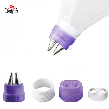 

2 Tip Decorating Double head nozzles lcing pen Coupler Set 6PCS Tip Set Pipe Icing Piping Nozzles Set Double Coupler cake