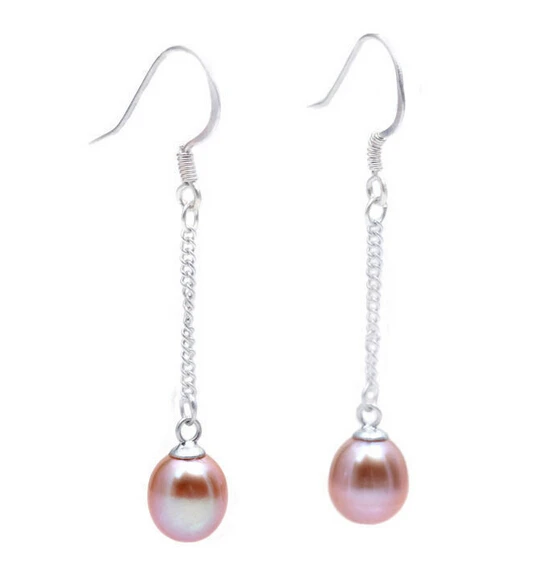 

Free shipping Fashion 925 Sterling Silver Pink Freshwater Pearl Drop Dangle Earrings 6.10