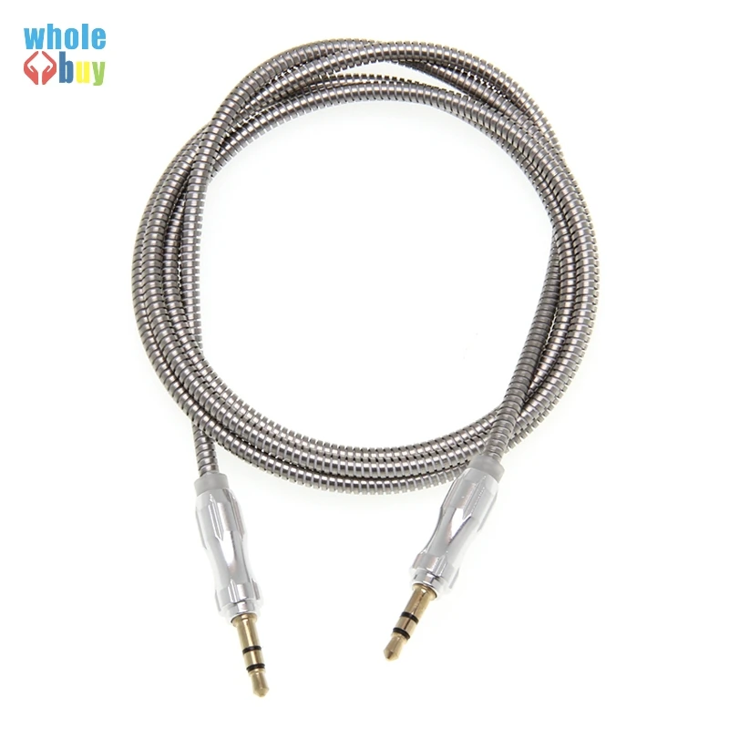 100pcs lot Aux Cable Speaker Wire 3 5mm Jack 1m Sliver Ring Matel Audio Cable for Car Headphone Adapter Speaker MP3 MP4 Cheap
