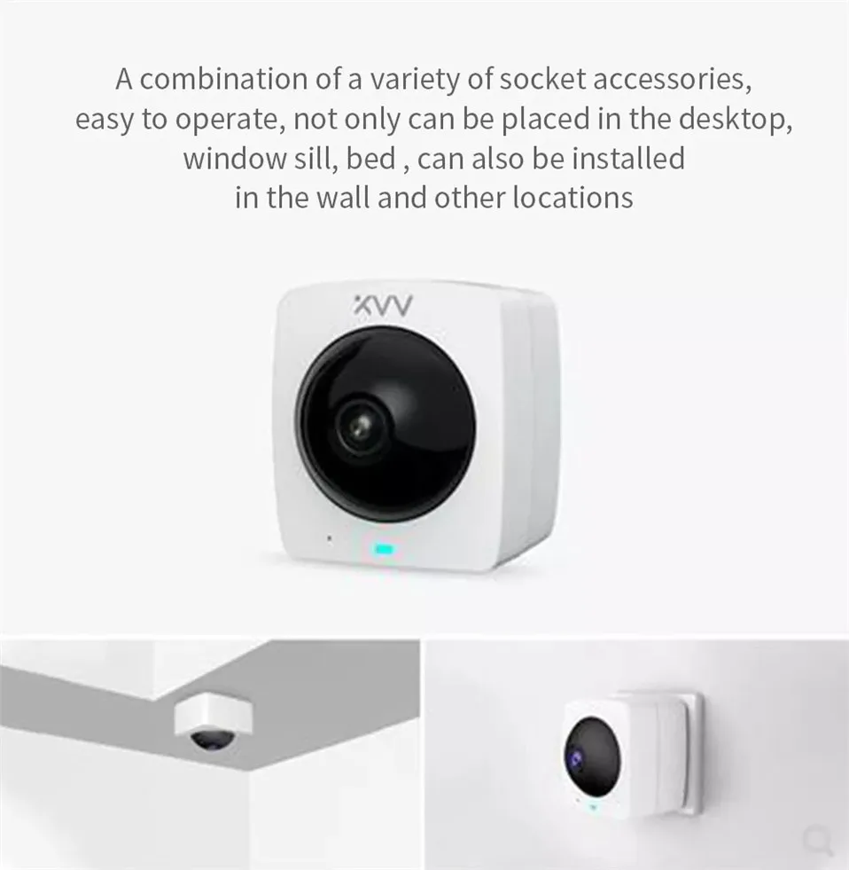 8Xiaomi Mijia XiaoVV Smart Panoramic IP Camera HD 1080P 360° Panoramic AI Humanoid Detection Night Version Work to Mi Home App