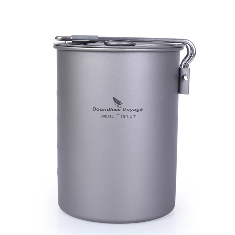Titanium Pot Lid Folding Handle Portable Camping Food Bowl Cup