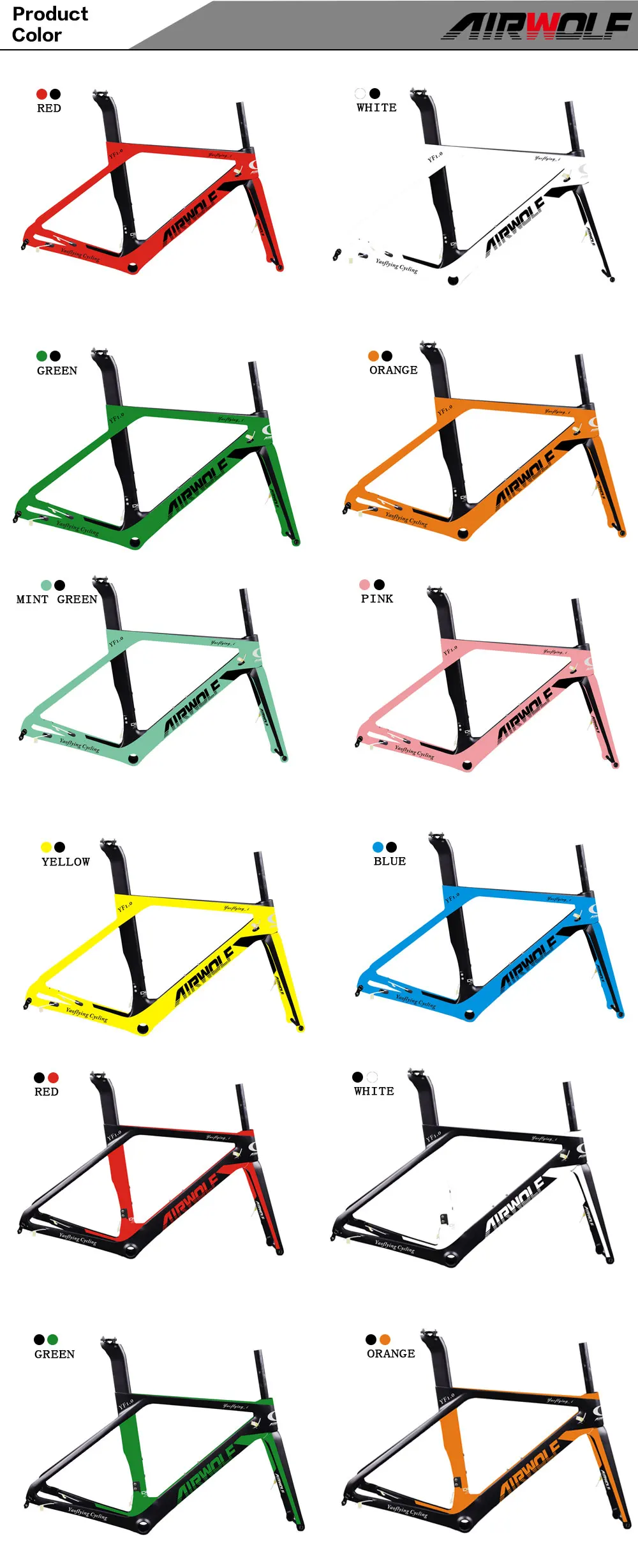 Perfect Airwolf carbon road bike disc frame with 16 colors painting road disc frame flat mount disc 140/160mm Bicicleta Carbon Road 2019 7