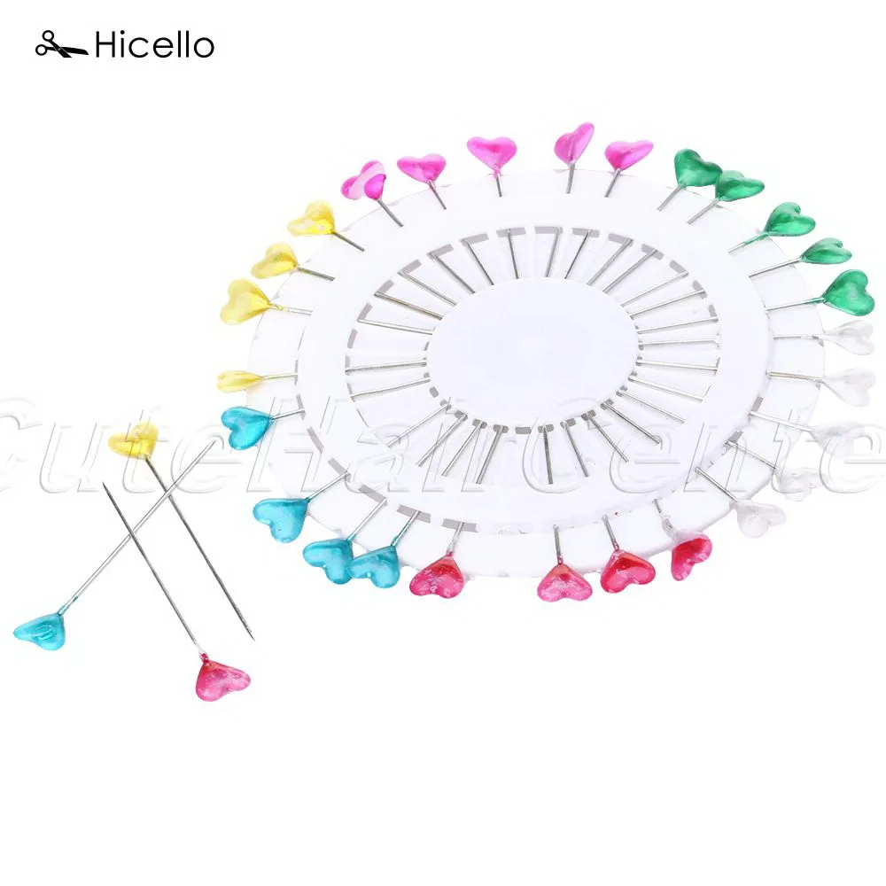 Hicello 60pcs/bag Dressmaking Pins Colorful Round Pearl Head Sewing