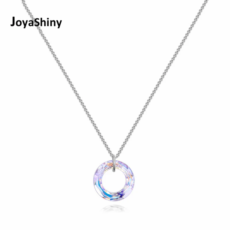 

Joyashiny Women Simple Cosmic Circle Fancy Stone Pendant Necklaces Silver/Gold Color Jewelry Made With Swarovski ELEMENT Crystal