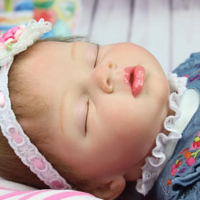 

NPK 55cm Simulation Baby Reborn Doll Silicone Lifelike Sleeping Girl Children Toy Photograph Props S7JN